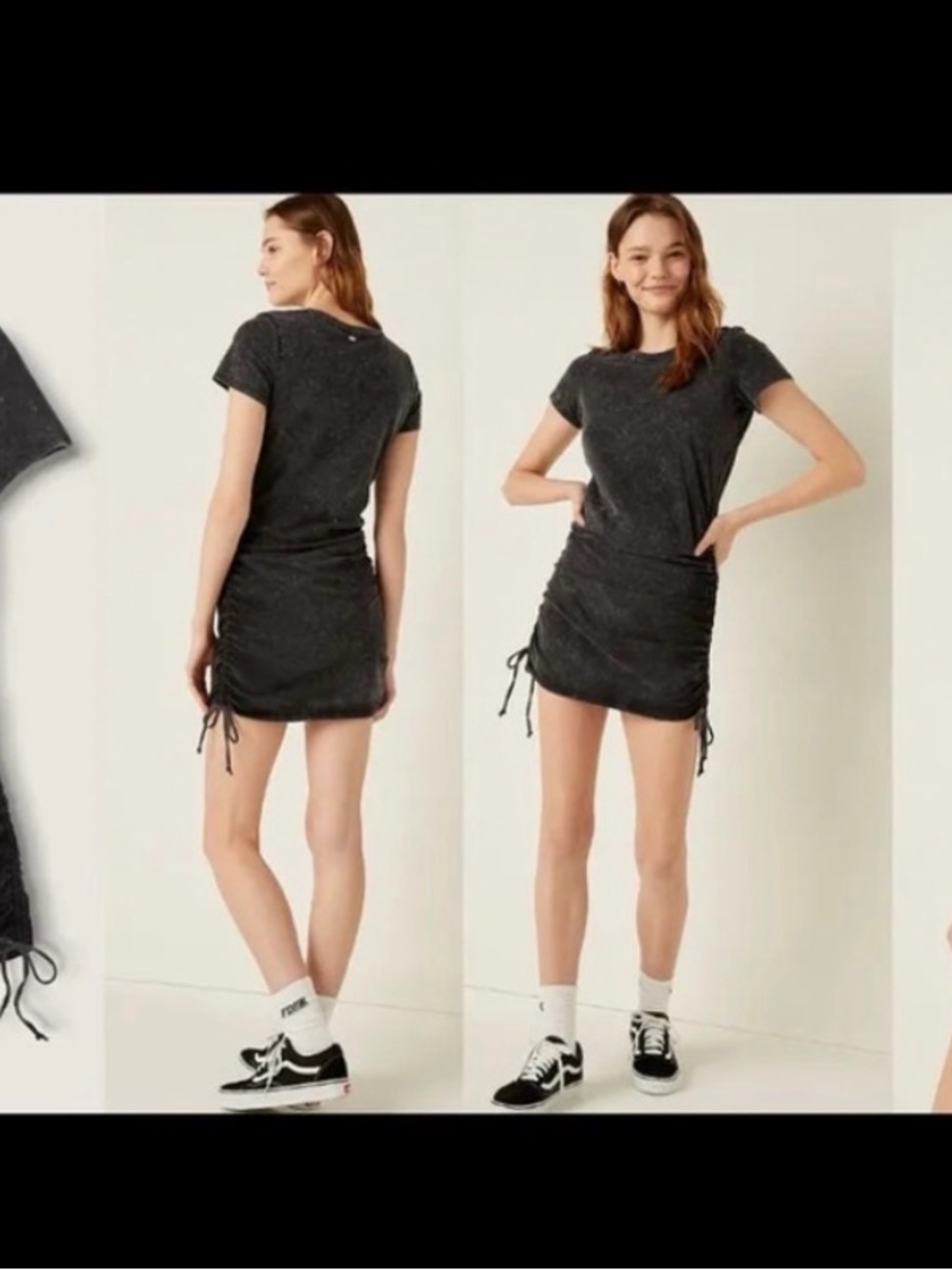 PINK Washed Black Ruched Side Tie Mini Dress - Women - Picture 3 of 3
